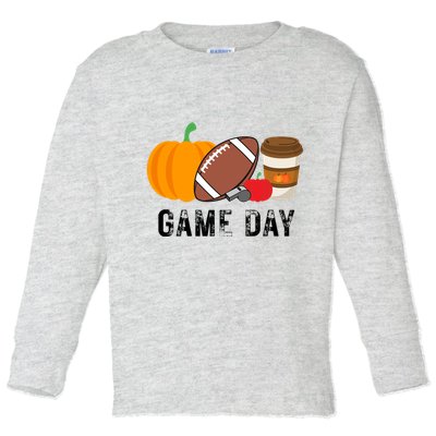 Game Day Football Pumpkin Fall Toddler Long Sleeve Shirt