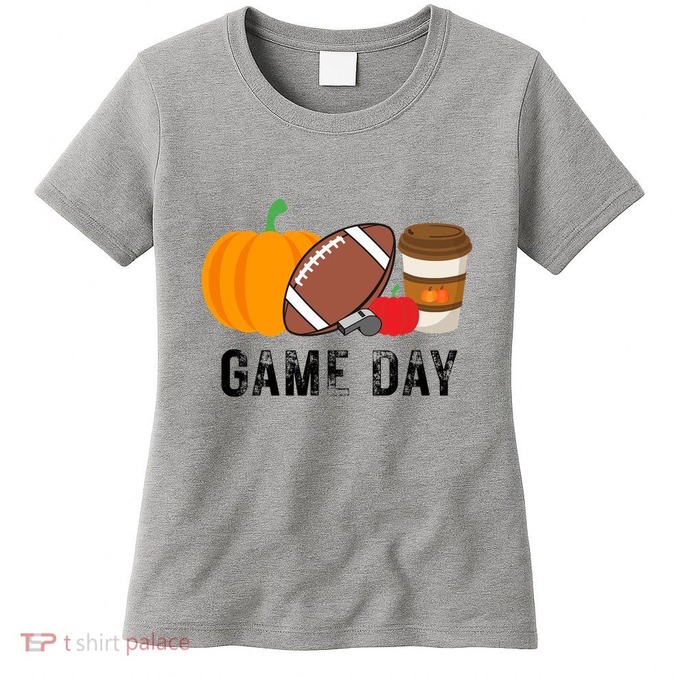 Game Day Football Pumpkin Fall Womens T-Shirt