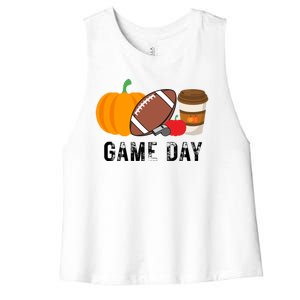 Game Day Football Pumpkin Fall Women's Racerback Cropped Tank