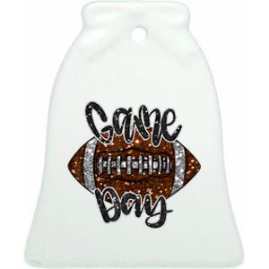 Game Day Football Bling Bling Football Lover Fall Autumn Ceramic Bell Ornament