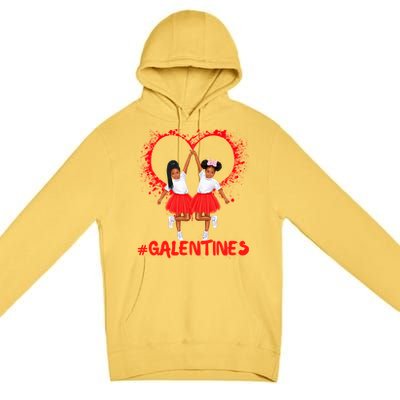 Galentines Day Fun Cute Brown Skin Girls Best Girl Friends Cool Gift Premium Pullover Hoodie