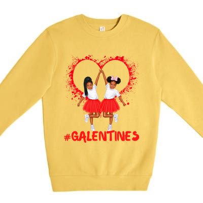 Galentines Day Fun Cute Brown Skin Girls Best Girl Friends Cool Gift Premium Crewneck Sweatshirt