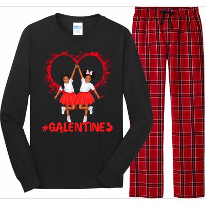 Galentines Day Fun Cute Brown Skin Girls Best Girl Friends Cool Gift Long Sleeve Pajama Set