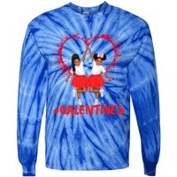 Galentines Day Fun Cute Brown Skin Girls Best Girl Friends Cool Gift Tie-Dye Long Sleeve Shirt