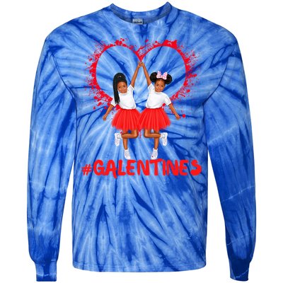 Galentines Day Fun Cute Brown Skin Girls Best Girl Friends Cool Gift Tie-Dye Long Sleeve Shirt