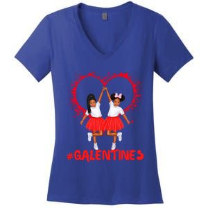 Galentines Day Fun Cute Brown Skin Girls Best Girl Friends Cool Gift Women's V-Neck T-Shirt