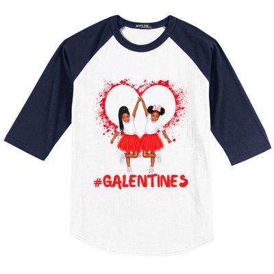 Galentines Day Fun Cute Brown Skin Girls Best Girl Friends Cool Gift Baseball Sleeve Shirt