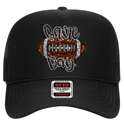 Game Day Football Bling Bling Football Lover Fall Autumn High Crown Mesh Back Trucker Hat