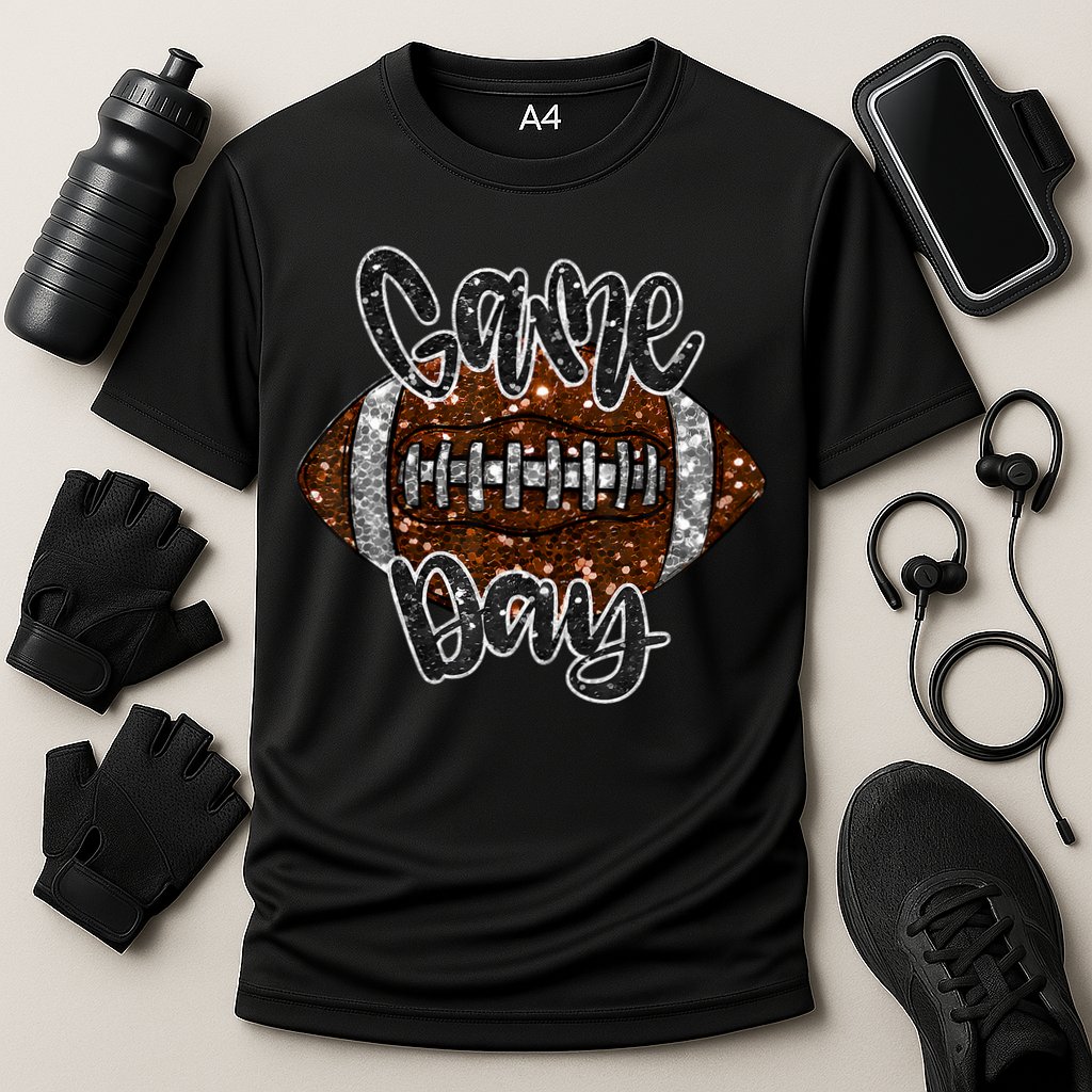 Game Day Football Bling Bling Football Lover Fall Autumn Cooling Performance Crew T-Shirt