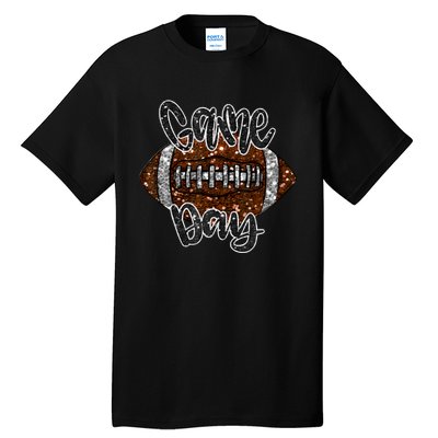 Game Day Football Bling Bling Football Lover Fall Autumn Tall T-Shirt