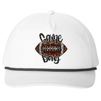 Game Day Football Bling Bling Football Lover Fall Autumn Snapback Five-Panel Rope Hat