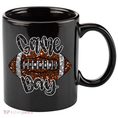 Game Day Football Bling Bling Football Lover Fall Autumn 11oz C Handle Ceramic Mug