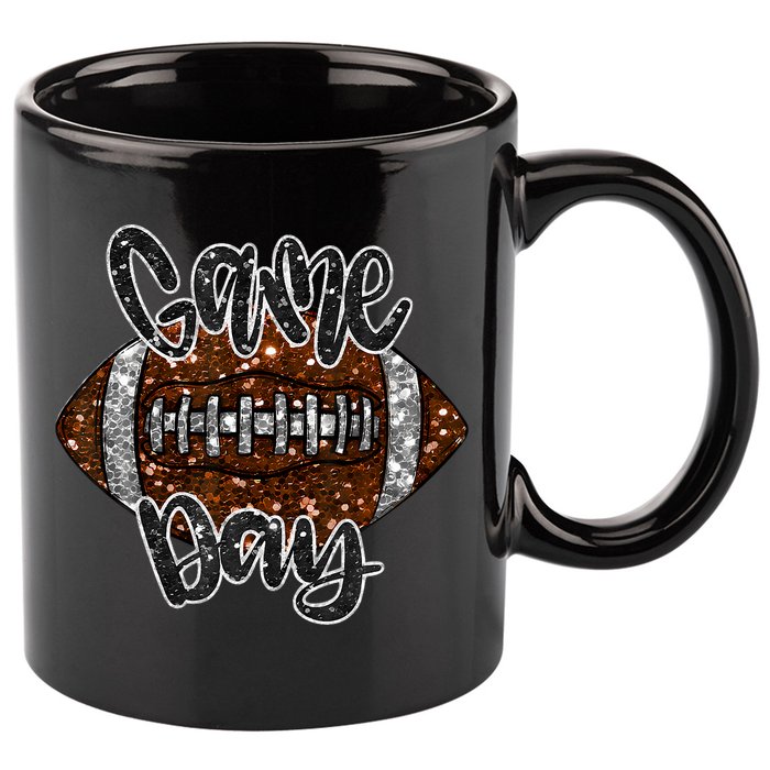Game Day Football Bling Bling Football Lover Fall Autumn 11oz C Handle Ceramic Mug