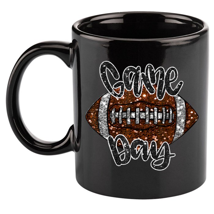Game Day Football Bling Bling Football Lover Fall Autumn 11oz C Handle Ceramic Mug