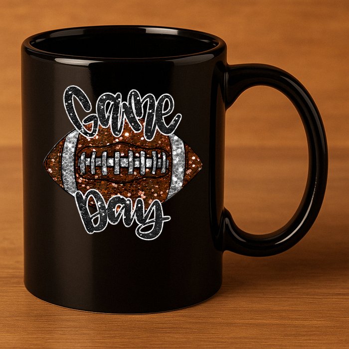Game Day Football Bling Bling Football Lover Fall Autumn 11oz C Handle Ceramic Mug