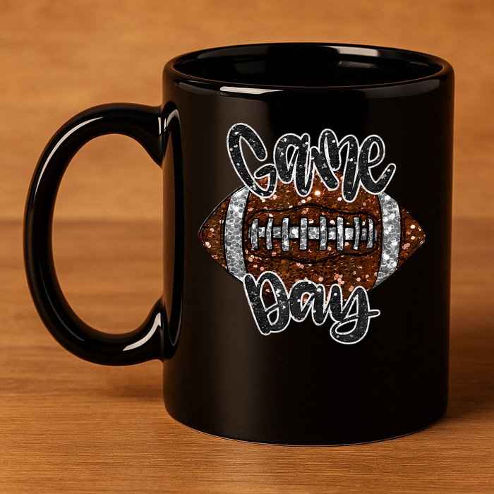 Game Day Football Bling Bling Football Lover Fall Autumn 11oz C Handle Ceramic Mug