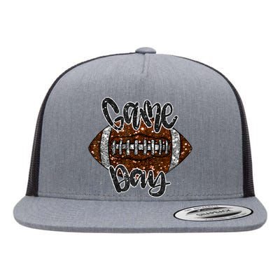 Game Day Football Bling Bling Football Lover Fall Autumn Flat Bill Trucker Hat