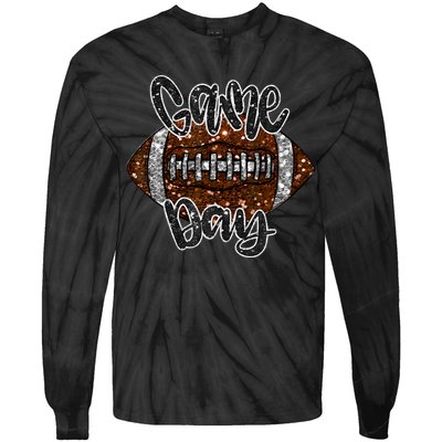 Game Day Football Bling Bling Football Lover Fall Autumn Tie-Dye Long Sleeve Shirt