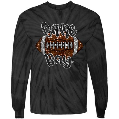 Game Day Football Bling Bling Football Lover Fall Autumn Tie-Dye Long Sleeve Shirt