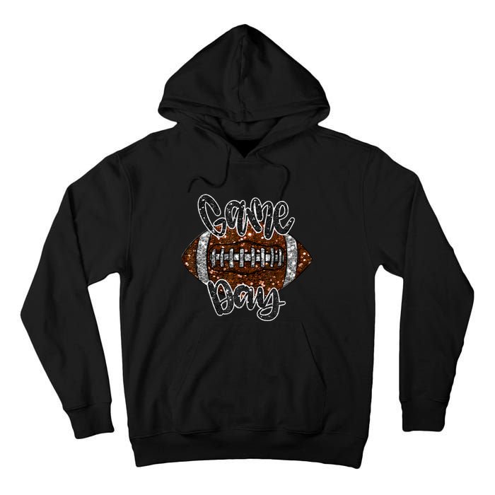 Game Day Football Bling Bling Football Lover Fall Autumn Tall Hoodie