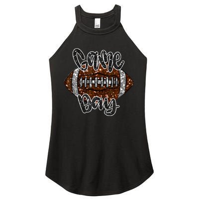 Game Day Football Bling Bling Football Lover Fall Autumn Women's Perfect Tri Rocker Tank