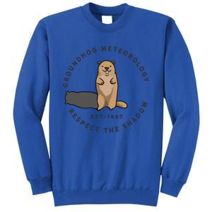 Groundhog Day Funny Quote Cool Gift Respect The Shadow Meteorology Gift Tall Sweatshirt