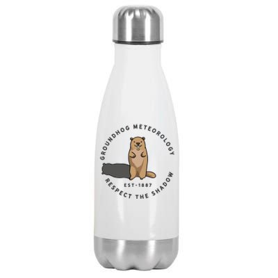 Groundhog Day Funny Quote Cool Gift Respect The Shadow Meteorology Gift Stainless Steel Insulated Water Bottle