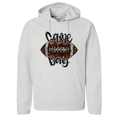 Game Day Football Bling Bling Football Lover Fall Autumn Performance Fleece Hoodie