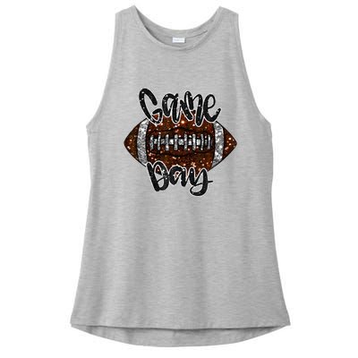 Game Day Football Bling Bling Football Lover Fall Autumn Ladies PosiCharge Tri-Blend Wicking Tank