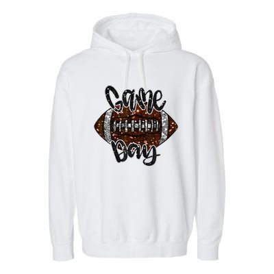 Game Day Football Bling Bling Football Lover Fall Autumn Garment-Dyed Fleece Hoodie