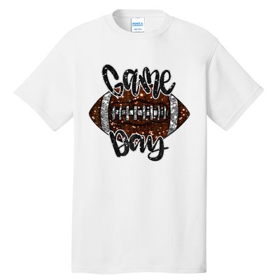 Game Day Football Bling Bling Football Lover Fall Autumn Tall T-Shirt