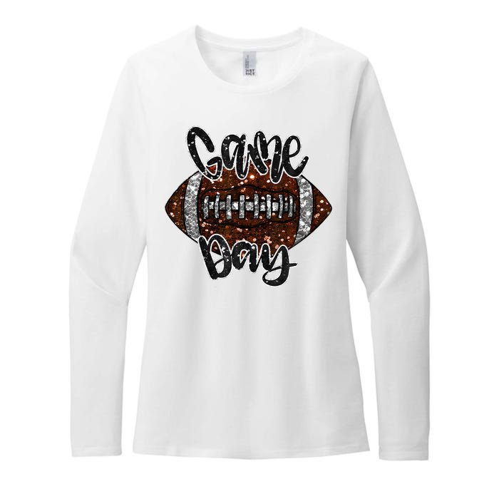 Game Day Football Bling Bling Football Lover Fall Autumn Womens CVC Long Sleeve Shirt