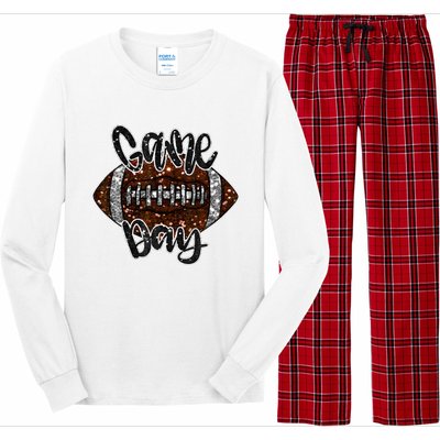 Game Day Football Bling Bling Football Lover Fall Autumn Long Sleeve Pajama Set