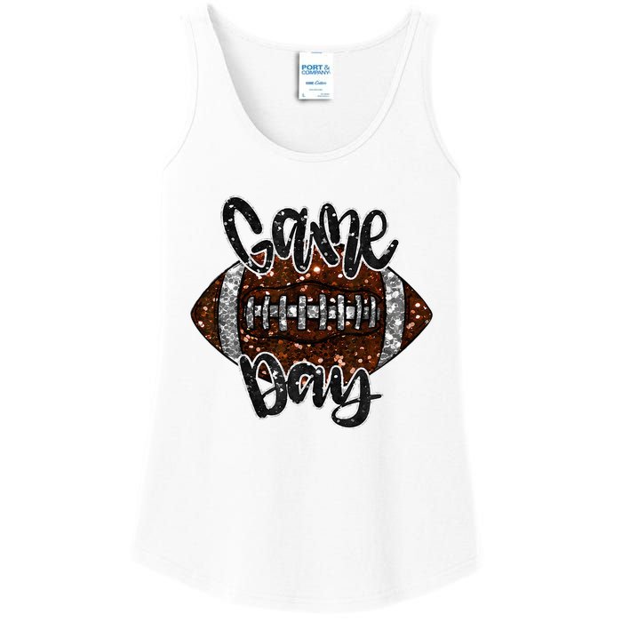 Game Day Football Bling Bling Football Lover Fall Autumn Ladies Essential Tank