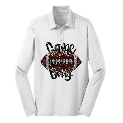 Game Day Football Bling Bling Football Lover Fall Autumn Silk Touch Performance Long Sleeve Polo