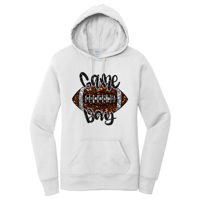 Game Day Football Bling Bling Football Lover Fall Autumn Women's Pullover Hoodie