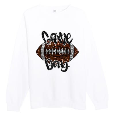 Game Day Football Bling Bling Football Lover Fall Autumn Premium Crewneck Sweatshirt