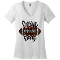 Game Day Football Bling Bling Football Lover Fall Autumn Women's V-Neck T-Shirt