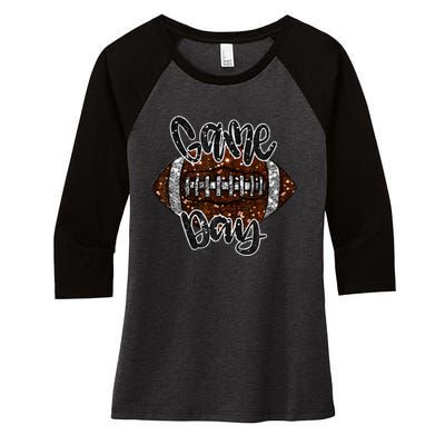 Game Day Football Bling Bling Football Lover Fall Autumn Women's Tri-Blend 3/4-Sleeve Raglan Shirt