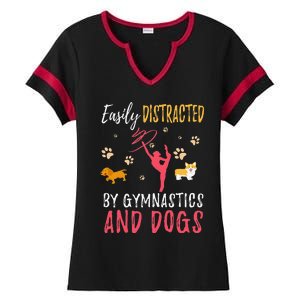 Gymnastics & Dogs Funny Gymnast Dog Lover Gift Ladies Halftime Notch Neck Tee