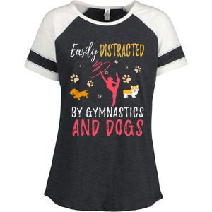 Gymnastics & Dogs Funny Gymnast Dog Lover Gift Enza Ladies Jersey Colorblock Tee