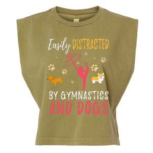 Gymnastics & Dogs Funny Gymnast Dog Lover Gift Garment-Dyed Women's Muscle Tee