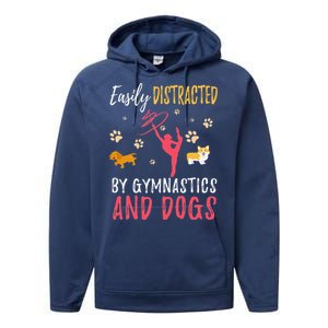 Gymnastics & Dogs Funny Gymnast Dog Lover Gift Performance Fleece Hoodie