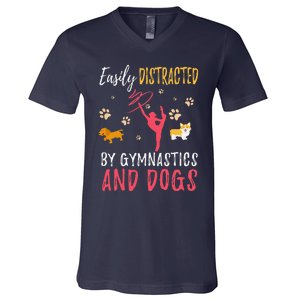 Gymnastics & Dogs Funny Gymnast Dog Lover Gift V-Neck T-Shirt