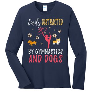 Gymnastics & Dogs Funny Gymnast Dog Lover Gift Ladies Long Sleeve Shirt