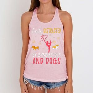 Gymnastics & Dogs Funny Gymnast Dog Lover Gift Women's Knotted Racerback Tank