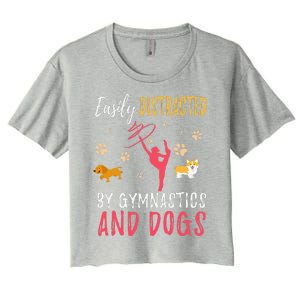 Gymnastics & Dogs Funny Gymnast Dog Lover Gift Women's Crop Top Tee