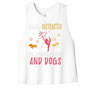 Gymnastics & Dogs Funny Gymnast Dog Lover Gift Women's Racerback Cropped Tank