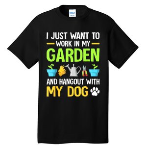 Gardening & Dog Funny Plant Lover Women Garden Gardener Tall T-Shirt