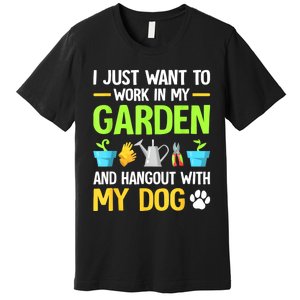 Gardening & Dog Funny Plant Lover Women Garden Gardener Premium T-Shirt